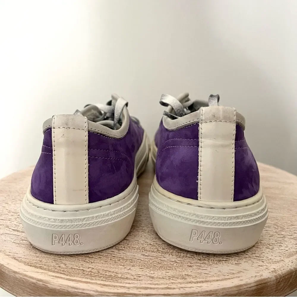 P448 Purple Suede Low Top Lace Up Sneakers size 42 (11.5-12) NWOB - Picture 7 of 9